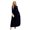 Dark Blue, variant on Women's Tie Front Round Neck Long Sleeve Maxi Dress in 100% Polyester Fabric with Slight Stretch and Sheer Detail