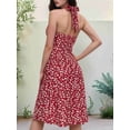 thumbnail image 4 of Robe d'Été Sans Manches Portefeuille à Col en V à Fleurs pour Femme Mini Robe Bordeaux TG, 4 of 5