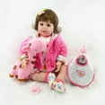 thumbnail image 4 of 22'' Modelo de Muñeca Renacida Cuerpo de Silicona Articulada Realista con Biberón, Chupete, Jirafa, Babero Sunnimix Reborn Doll 22 Inch Girl, 4 of 8