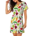 thumbnail image 2 of Fotbe Cartoon Vegetables Bata de Dormir para Mujer con Estampado, Camisón de Algodón de Manga Corta, Ropa de Dormir Casual, 2 of 6