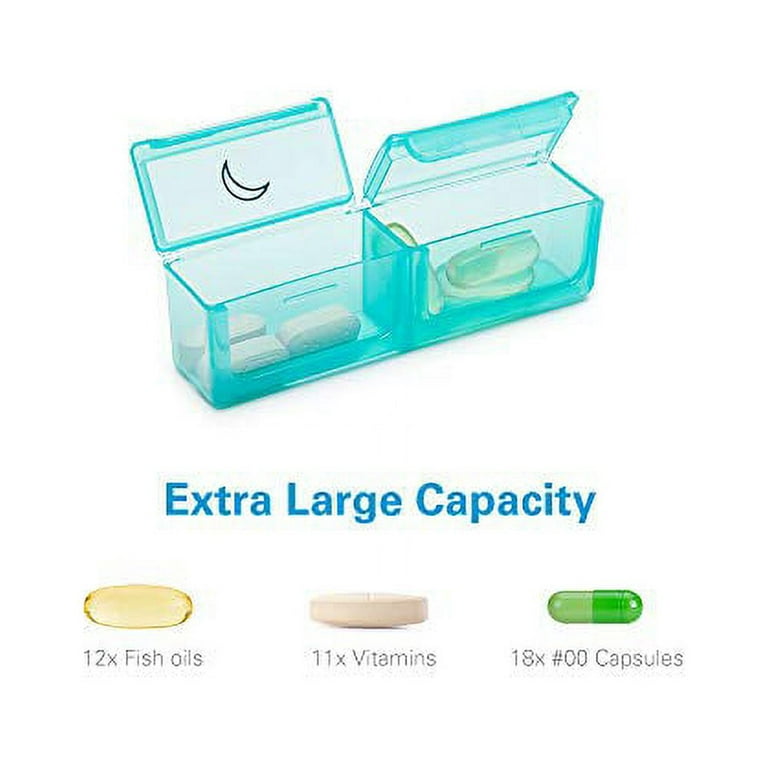 AMOOS Macaron Stylish Pill Organizer 2 Times a Day, PU Leather Bag Weekly  Pill Organizer, 7 Portable AM PM Pill Cases for Purse with Storage Bag to