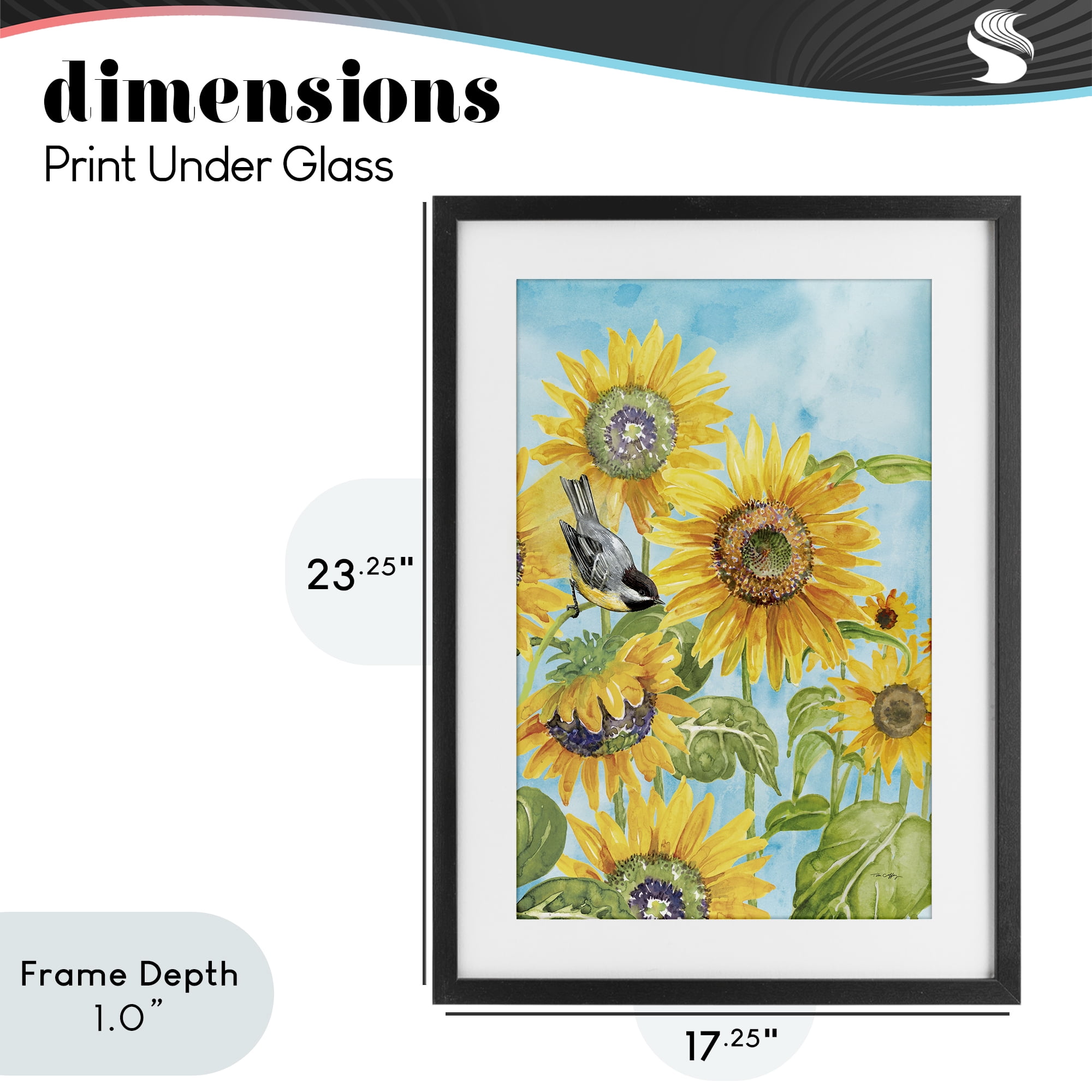 Stupell Industries Sunflower Honey Bird Black Framed Print Under Glass, design by Tim Coffey