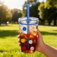 thumbnail image 6 of 2026 New Aesthetic Tumbler with Straw & Lid, 20oz Shatterproof Reusable Tritan Cup for Iced Coffee, Tea, Smoothies, Star Print Design, 6 of 7