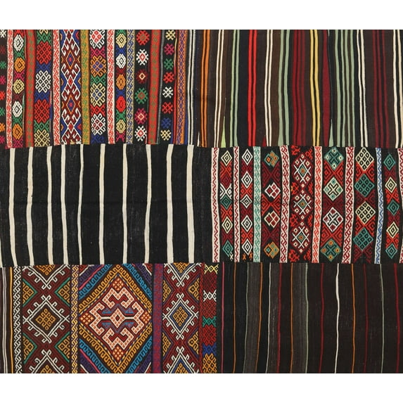 Ahgly Company Indoor Rectangle Contemporary Brown Patchwork Area Rugs, 7' x 9'