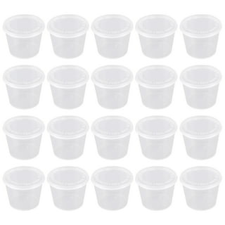 EcoQuality [150 PACK 2 Oz Leak Proof Plastic Condiment Souffle Containers  with Attached Lids - Portion Cup with Hinged Lid Perfect For Sauces