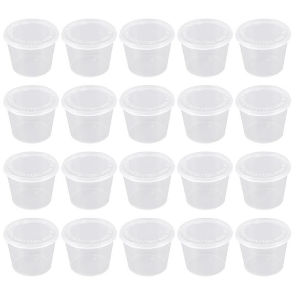 NUOLUX Clear Plastic Portion Cups with Flat Lids, 1 Oz Sauce Storage Containers (50 Count)