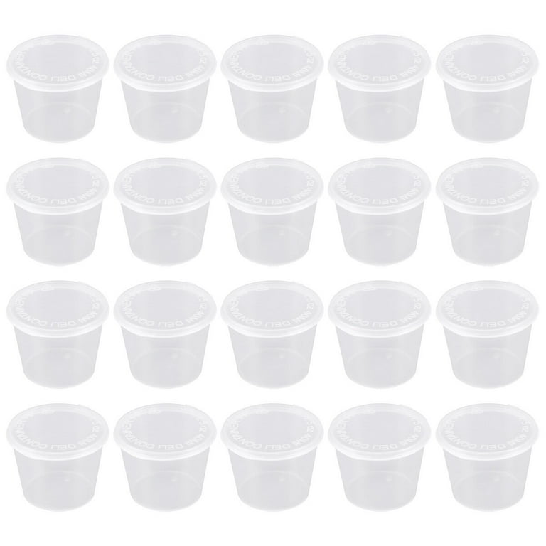 50Pcs 1OZ Disposable Mini Empty Plastic Takeaway Sauce Cup Containers With  Lids