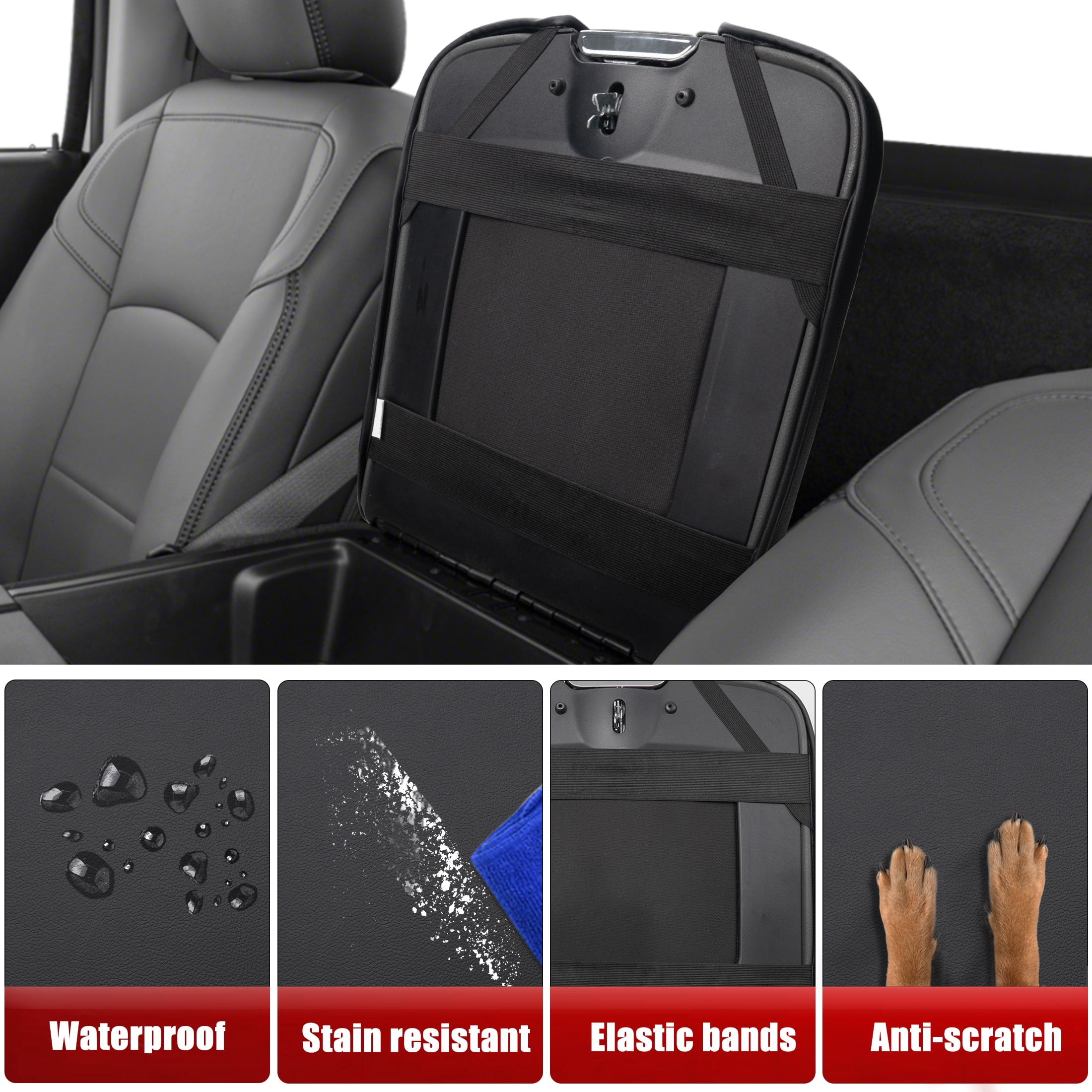 KBH Center Console Cover for Dodge Ram 1500 2013-2018, Ram 2500/3500/1500 Classic Model 2013-2025, PU Leather Armrest Cover Middle Console Lid Cover Accessories(Black)