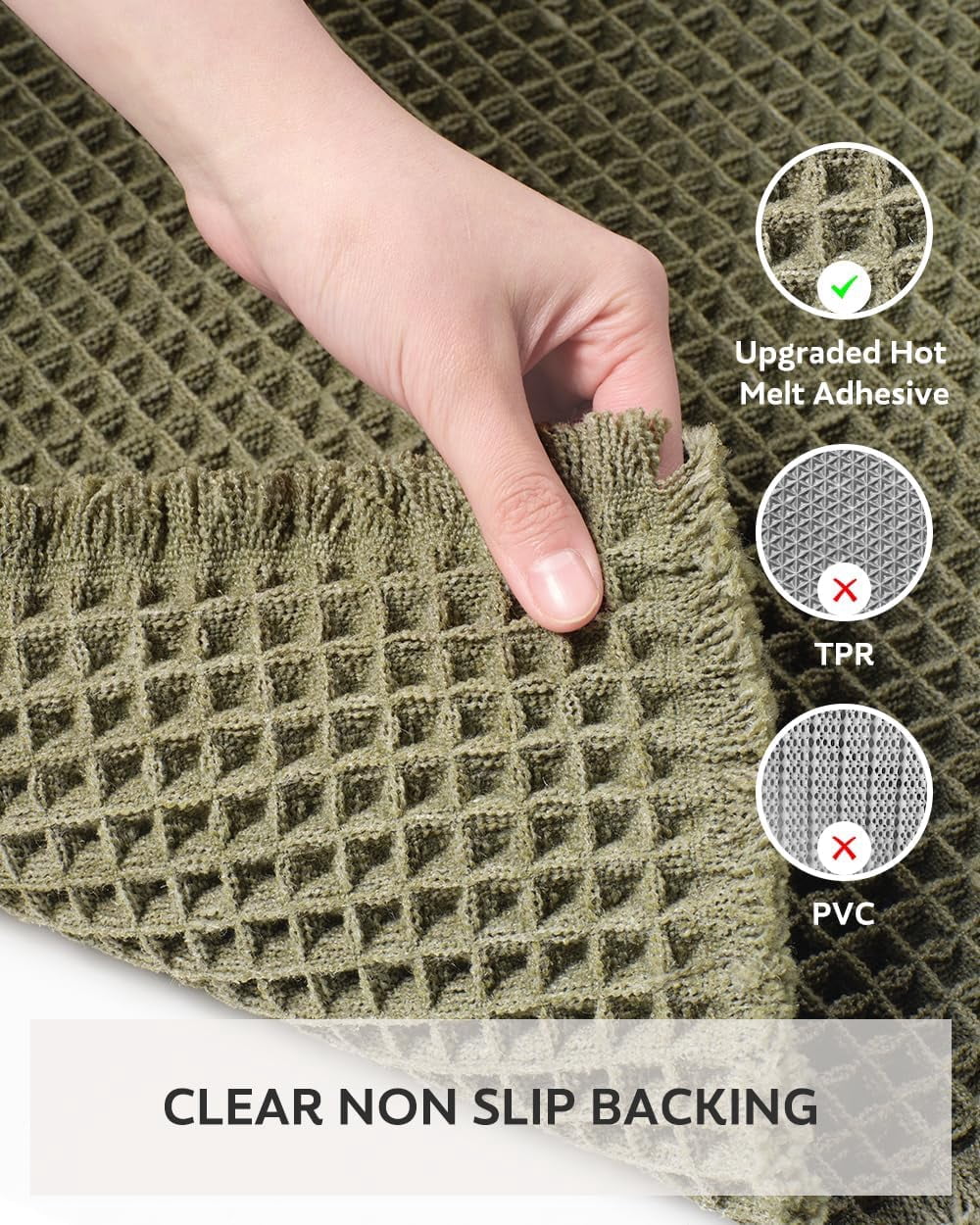 Waffle Bath Mat, Boho Bathroom Rugs Non Slip Washable Super Absorbent Quick Dry Farmhouse Bathroom Decor