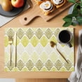 thumbnail image 2 of Yellow Boho Flowers Placemats Set of 12 Modern Luxurious Geometric Floral Place Mats Indoor Wipeable Table Mats Washable Cloth Dining Table Placemats for Kitchen Holiday Party Home Decor 13x19 Inch, 2 of 9