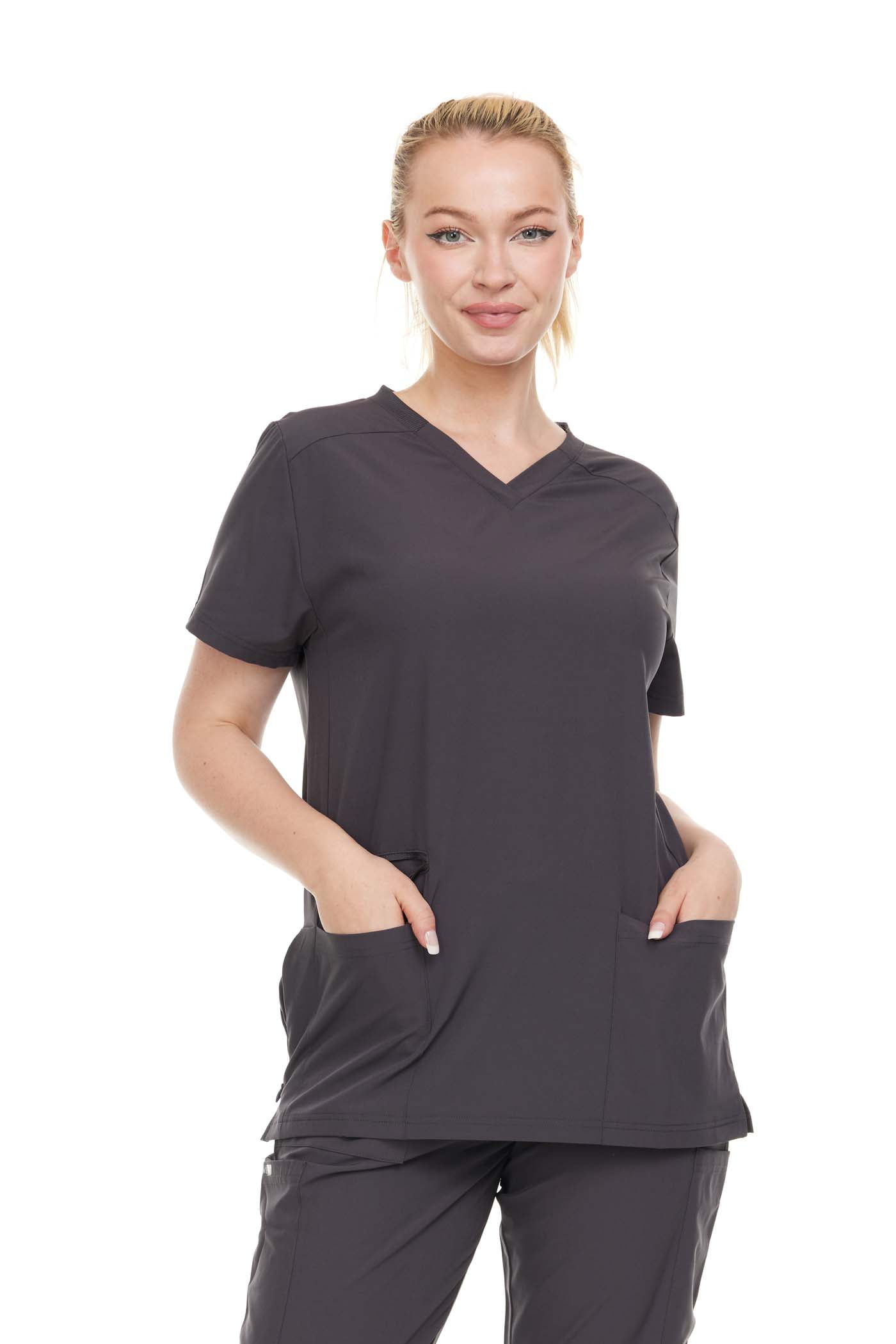 Heal + Wear Women Scrubs Top V-Neck Short Sleeve Female Medical with ...