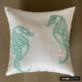 thumbnail image 5 of The HomeCentric White Decorative Pillow Cover Beaded Sea Horse Beach Ocean Theme Nautical Pillow Cover Pillow Cover Pack of 2 14x14 inch (35x35 cm) Silk Pillow Floral Mediterranean Sea-Sea Horse Aqua, 5 of 11