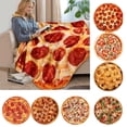 thumbnail image 2 of Soft and Warm Cozy Flannel Tortilla Pizza Blanket, Round Shape Wool Sofa Plaid Plush Bedspread Sheet, Winter Throw Blankets (picture color4,Diameter 100cm), 2 of 7