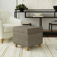 thumbnail image 2 of HomePop Square Storage Ottoman, Brown Window Pane Print, 2 of 10