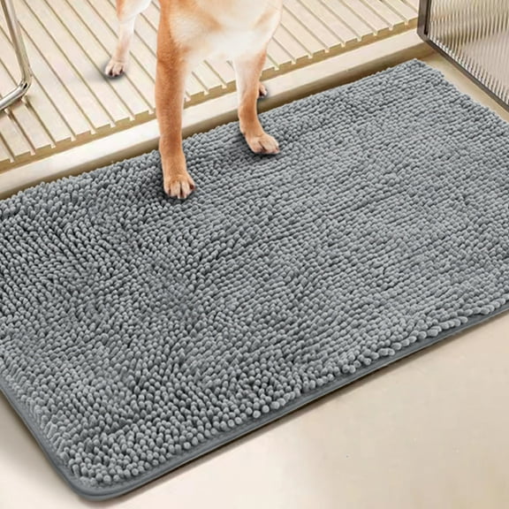 1pc Dog Door Mat For Muddy Paws, Absorbs Moisture And Dirt, Absorbent Non-Slip Washable Mat, Quick Dry Microfiber, Mud Mat For Dogs, Entry Indoor Door Mat For Inside Floor- Machine Washable