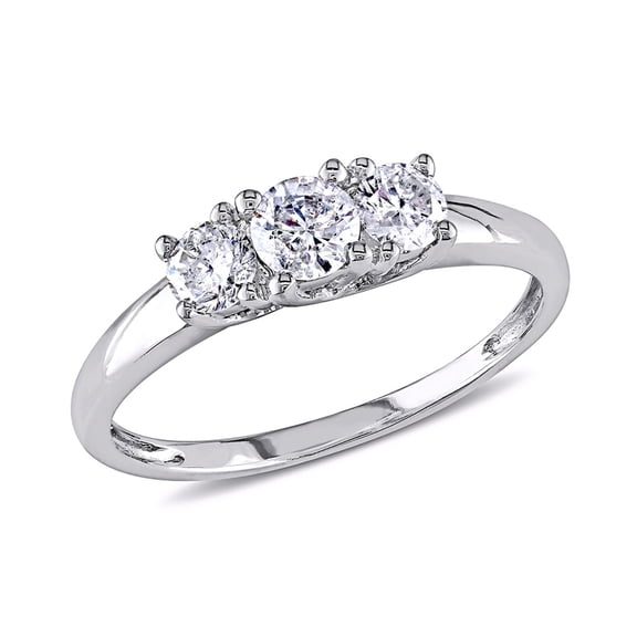 AMOUR 1/2 CT TW Three-stone Diamond Engagement Ring In 14K White Gold