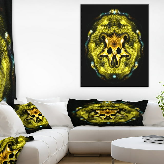Large Gold Symmetrical Fractal Heart - Abstract Art on Canvas