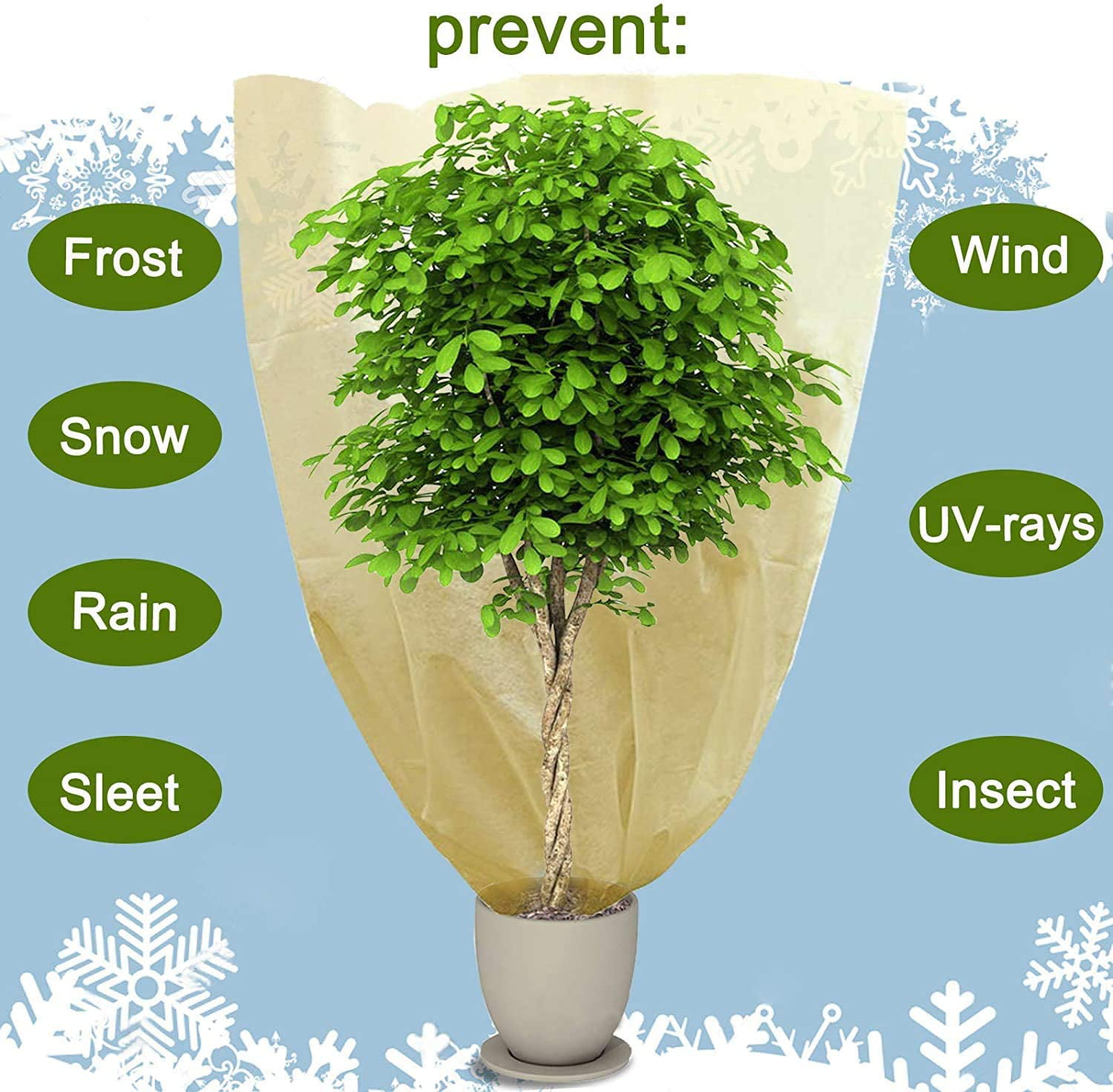 Plant Cover 2 Packs,Plant Covers Freeze Protection,79 x 94 Reusable Plant Cover Protection Bags with Drawstring for Winter Frost Protection,Warm Thicker Outdoor Blanket for Shrub and Trees Green