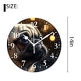 thumbnail image 2 of 14 Inch Wall Clock Battery Operated Silent Clock Decorative for Office, Kitchen, Outdoor, Living Room，Sad Pug Dog Animal in Rain Grey Sky Drawing, 2 of 4