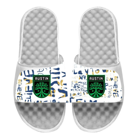 Men's ISlide White Austin FC Kick Cancer Slide Sandals