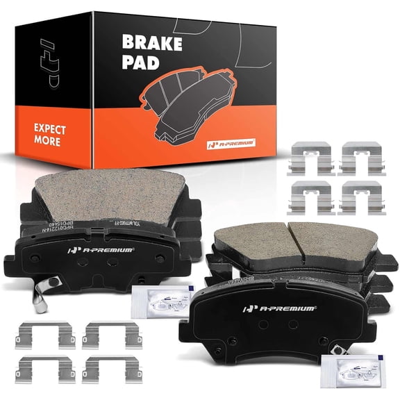 A-Premium Front and Rear Ceramic Disc Brake Pads Set Compatible with Select Hyundai and Kia Models- Elantra Coupe GT 2011-2016 For Veloster 2012-2016 Forte/Forte Koup/Forte5 2014-2016 with Hardware