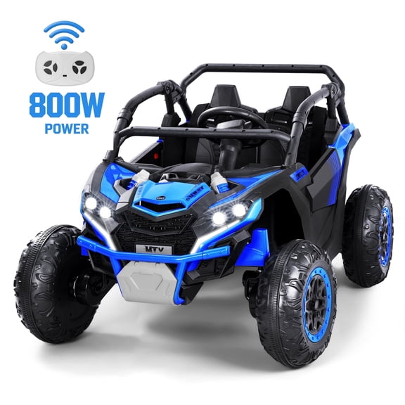 Wisairt 24V Ride on Toys 4WD Ride on Cars with Remote Control, 2 Seater Electric Car for Kids, Power Car Wheels, UTV w/ 4 Motors, Music, Lights, 3 Speeds, Blue