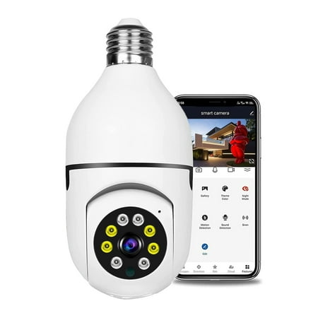 

Moobody 1080P Wireless Light Bulb Monitor Camera Wifi Camera 2Mp Supports 2-Way Audio Smart Motion Detection & Alarm Mobile App Remote Monitoring for Home Store Supermarket Internet Bar White & Pa