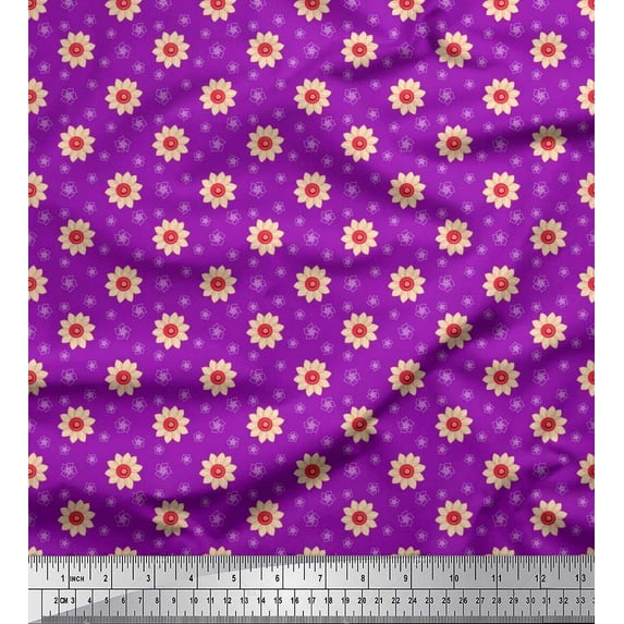 Soimoi Cotton Voile Fabric Artistic Floral Decor Fabric Printed Yard 56 Inch Wide