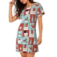 thumbnail image 2 of Easygdp Warm Christmas Memories Camisón de manga corta para mujer, informal, estampado, 2 of 6