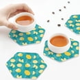thumbnail image 4 of Leather Coasters with Heat-resistant for Drinks, lemon blue -标题2 Hexagon, 4 of 5