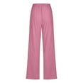 thumbnail image 5 of QATAINLAV Womens Casual Cotton Linen Pants Summer Lightweight Wide Straight Leg Lounge Trousers Solid Drawstring Elastic Waist Beach Pants with Pockets Pink XL, 5 of 7
