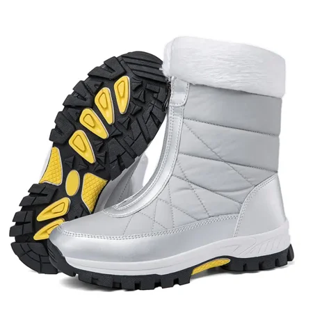 

Quilted Front Zipper Winter Snow Boots Warm Plush Inner Oversize Calf Boots Women‘s Footwear