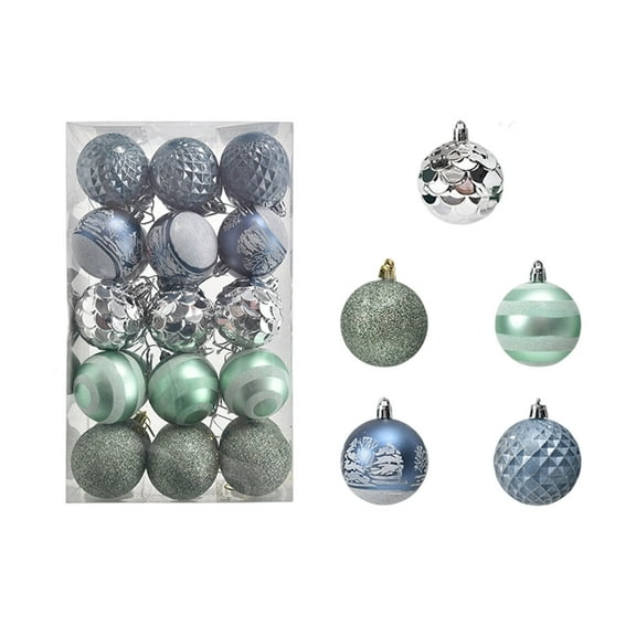 30 Pcs Christmas Balls Gift Box Set - Colorful Painted Hanging Ornaments for Christmas Tree, Weddings & Parties, Gray Plastic Decorations