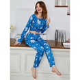 thumbnail image 1 of Pijamas para mujer Otoño Invierno conjuntos de pijamas con estampado navideño ropa informal de manga larga para el hogar moda nueva en ropa de dormir para mujer, 1 of 4