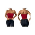 thumbnail image 3 of Womens Tube Tops Strapless Crop Tops Basic Backless Sleeveless Bandeau Going Out Cute 2025 Summer Outfits Wine Red S, 3 of 7