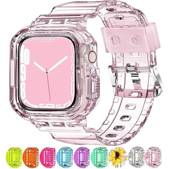 xixishop Compatible for Crystal Clear Apple Watch Bands, 49mm 46mm 45mm 44mm 42mm 41mm 40mm 38mm Bumper Case for Men Women Jelly Sport Cover Strap for iWatch Ultra 3 2 Series 11 10 9 8 7 SE 6 5 4 3