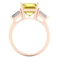 thumbnail image 4 of 3.5ct asscher cut yellow Zircon 18k rose gold 3 stone Bridal Wedding Engagement Promise Anniversary Ring for Women size 9.25, 4 of 7