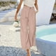 thumbnail image 2 of Pantalones de vestir de mujer con cintura alta y pierna ancha - Pantalones de trabajo rectos con bolsillos - S-XXXL, 2 of 5