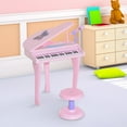 thumbnail image 5 of Qaba 37 Key Kids Toy Baby Grand Digital Piano with Microphone and Stool - Pink, 5 of 7