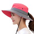 thumbnail image 2 of Yirtree Women's Ponytail Sun Hat UV Protection Foldable Mesh Wide Brim Beach Fishing Hat, 2 of 8