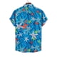 thumbnail image 3 of Camisas Para Hombre Manga Larga Casual Hombres Solapa Estampado Contraste Color Manga corta Puño Botón Estilo puerto Camisa floral Playa de Top de verano hawaiano (Blue, L), 3 of 4