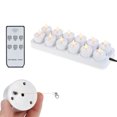 thumbnail image 2 of Velas LED recargables con control remoto, 12 piezas, luz cálida intermitente, ideales para decoración de bodas, Navidad y cenas elegantes. Incluyen copas esmeriladas y base de carga. Seguras y, 2 of 6