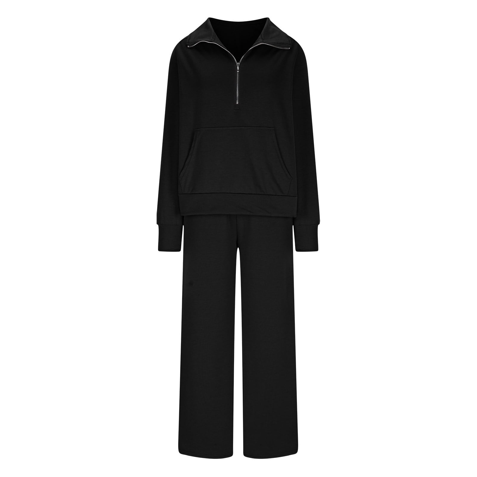 2 Piece Sets Linen Pants Set for Women Women's Solid Color Casual Zipper Long Sleeved Pants Wide Leg Set Get it Fast