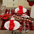 thumbnail image 3 of Valentine''s Day Placemats 12x18 Inch, Buffalo Plaid Truck Love Hearts Farmhouse Holiday Kitchen Dining Table Decoration for Indoor Outdoor Dinner Party Décor (Red Black) GP108-18, 3 of 5