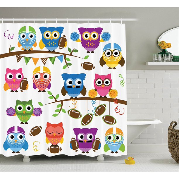 Owls Home Decor Shower Curtain Set By Sporty Owls Cheerleader League Team Helmet Coach Football Sports Themed Art Bathroom Accessories 69w X 70l Inches 70 By Ambesonne Walmart Com Walmart Com