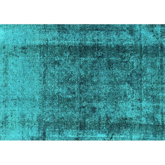 Ahgly Company Indoor Rectangle Oriental Turquoise Blue Industrial Area Rugs, 5' x 7'
