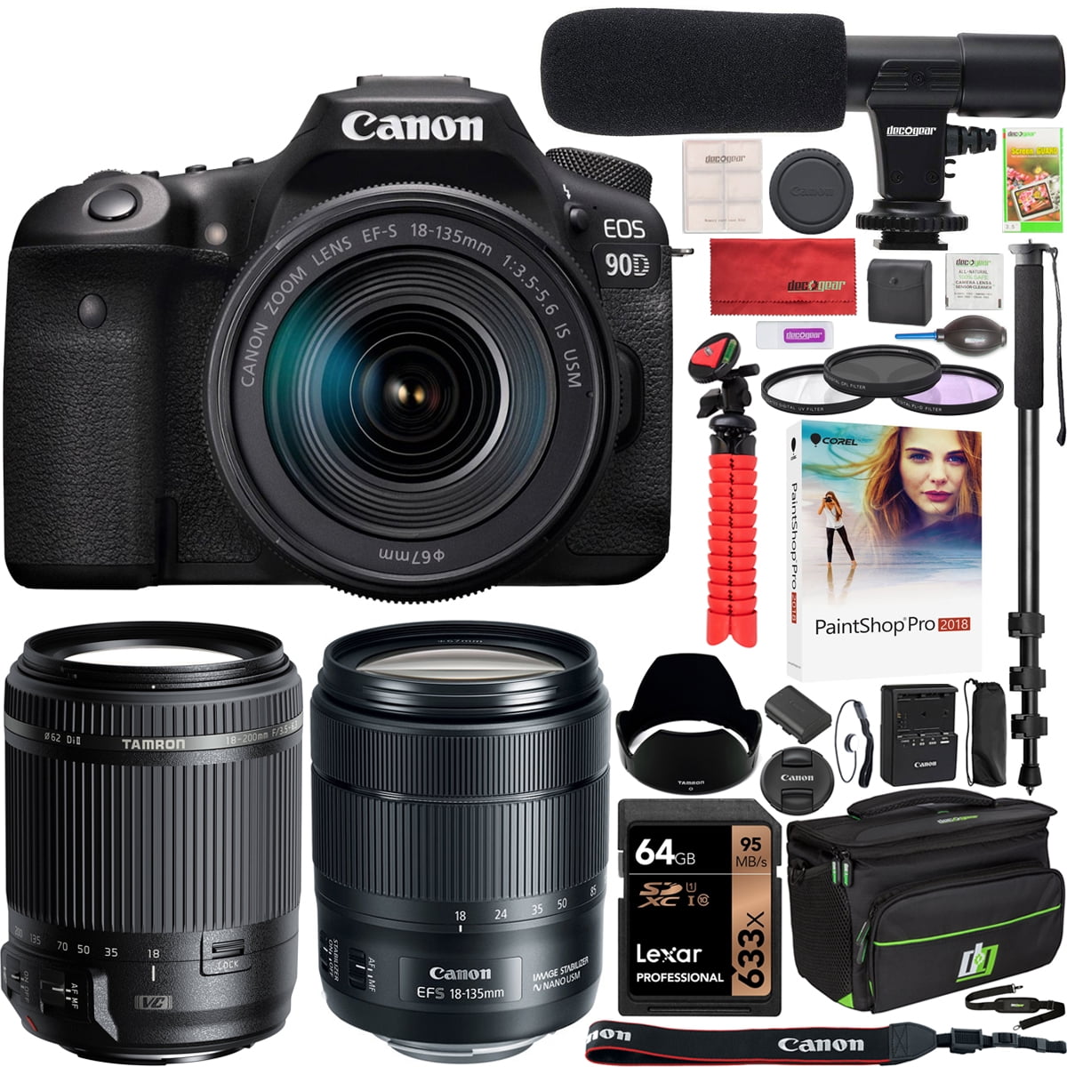 Canon EOS 90D DSLR Digital SLR Camera with 2 Lens Kit EFS 18135mm f/3.55.6 IS USM + Tamron 18