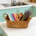thumbnail image 5 of S Woven Wicker Storage Basket With Handle Wood Natural Decor Small 9.45X3.15X3.15In, 5 of 7