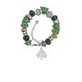 thumbnail image 2 of Silvertone Medium Tree of Life Green Christmas Bead Bracelet, 2 of 4
