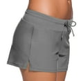 thumbnail image 3 of SWSMCLT Women's Side Split Board Shorts Waistband Plus Size Low Rise Tankini Bikini Bottoms Sporty Swimsuit Bathing Suit Swim Trunks Boyshorts Slit Swimming Panty Grey Medium, 3 of 4